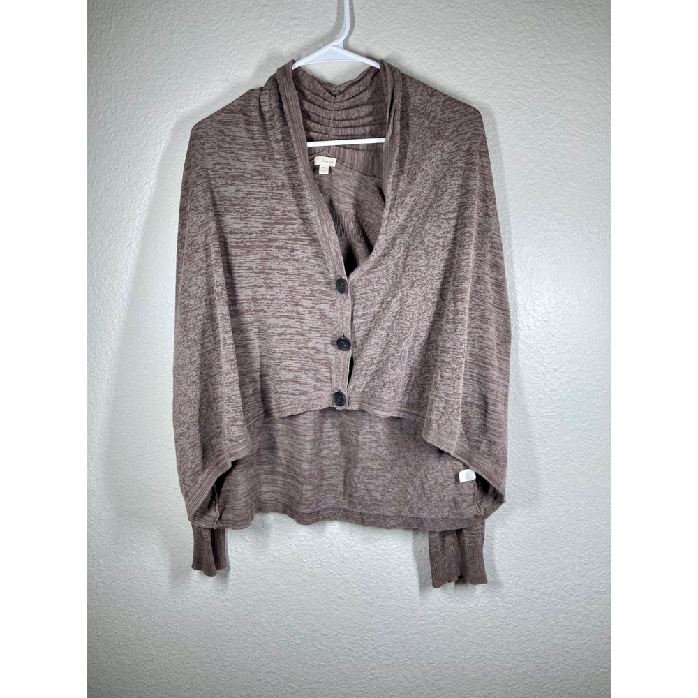 Hinge Womens Button Up Cardigan Sweater Brown Shawl Collar Top Medium